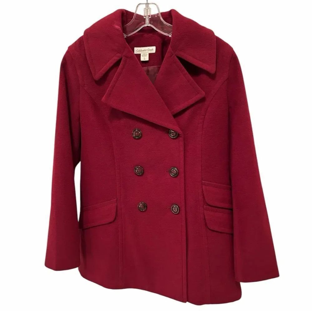 Coldwater Creek Deep Red Pea Coat